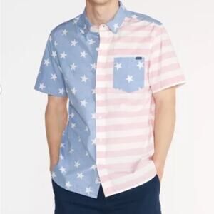 New! Chubbies The Uncle Sam Button Up Friday Shirt Mens Size M Short Sleeve